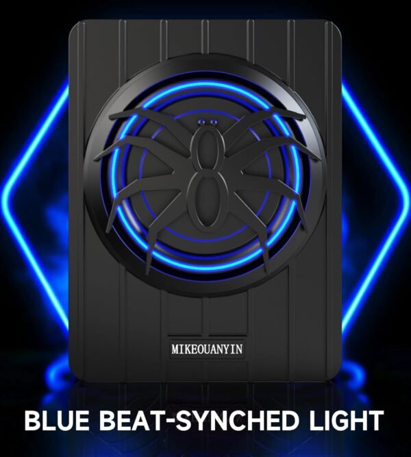 6.5" 1250W Mini Car Subwoofer- Subwoofer and Amp Package,Ultra-Compact, Blue Ambient Light, Individual Control for Low Pass/Gain/Boost Bass, Loud Stereo Sound, Deep Bass Perfect for Truck/SUV/Jeep