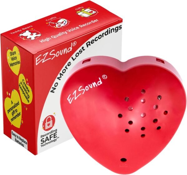 EZSound Build a Bear Voice Recorder | 30 Seconds Stuffed Animal Voice Recorder | Recordable Insert to Create Baby Heartbeat Bear | Sound Box for Voice Gifts | Custom Voice Recorder for Children (Red)