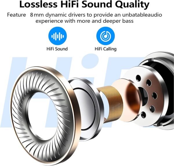 kurdene Wireless Earbuds Bluetooth 5.3 in Ear Buds Light Weight Headphones,Deep Bass Sound,Built in Mics Headset,Clear Calls Earphones for Sports Workout