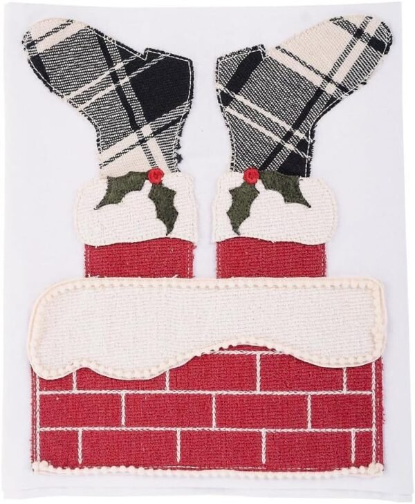 Glory Haus Santa Down The Chimney Tea Towels - Festive Kitchen Linens for The Holidays, Santa Claus Farmhouse Rustic Design, Crafted with Care by Empowered Women, Perfect for Christmas Décor