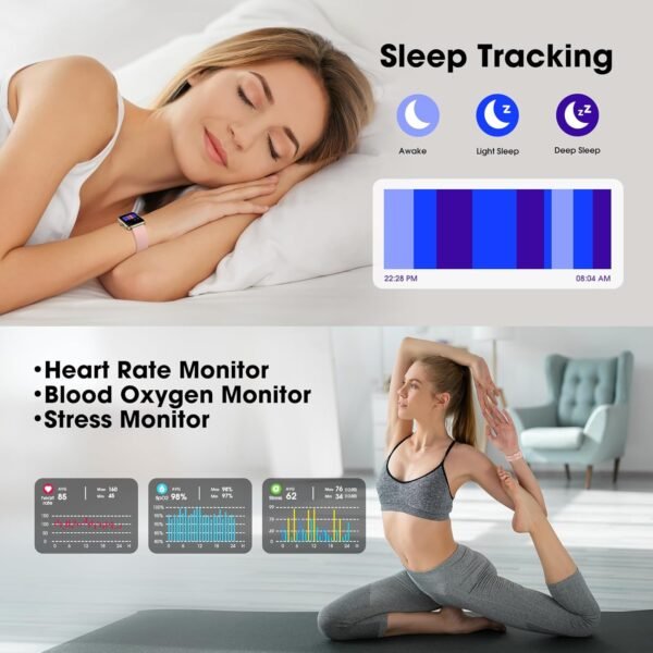 40mm Small Smart Watch for Women, 50 Meters Waterproof Sport Step Counter, Fitness Tracker Watch with Heart Rate Blood Oxygen Monitor, Alexa-Built in Smartwatch Pedometer Digital Watch