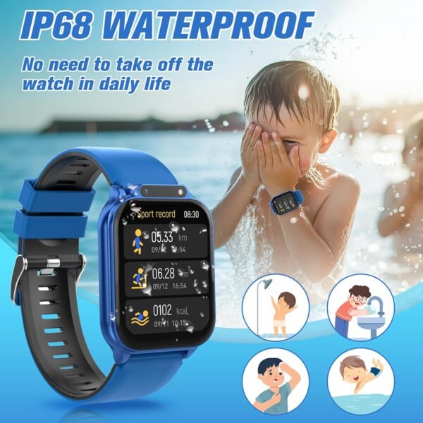 Smart Watch for Kids 1.85" with Fitness Tracker, Sleep Monitor, 22/98 Sport Modes, DIY Dial, IP68 Waterproof, Step Counter, Heart Rate, Camera, with/Without APP, Gift for 3-12 Years Old Boys and Girls