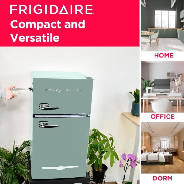 Frigidaire EFR840 Retro Mini Fridge with Freezer & Side Bottle Opener - Small 2 Door Refrigerator for Office Bar or College Dorm Room - 3.2 Cu Ft, Mint