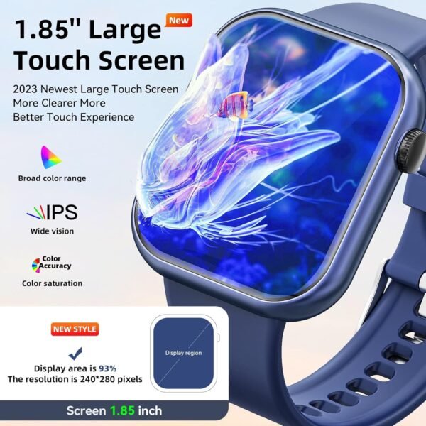 Hwagol Smart Watch (Answer/Make Call) 1.85inch Fitness Tracker, DIY Dials/Pedometer/Calories/Multiple Sport Modes/Voice Assistant, Smart Watches for Men Women Android iOS Phones