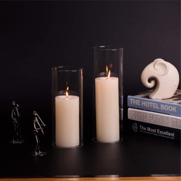WGVI Hurricane Candle Holder Sleeve, Wide 4.7", Height 12", Clear Glass Cylinder Candleholder, Chimney Tube, Open Ended Candle Shade, 1 Piece
