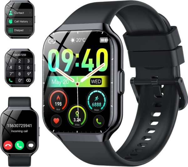 Smart Watch for Men Women, 1.96" Smartwatch (Answer/Make Call), IP68 Waterproof Fitness Tracker, 112+ Sport Modes Smartwatches for Android iOS, Black​