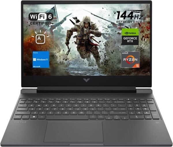 HP Victus 15 Gaming Laptop, 15.6" FHD 144Hz Display, AMD Ryzen 5 7535HS, 32GB DDR5 RAM, 1TB PCIe M.2 SSD, NVIDIA GeForce RTX 2050, HDMI, Webcam, Backlit Keyboard, Wi-Fi 6, Windows 11 Home, Silver
