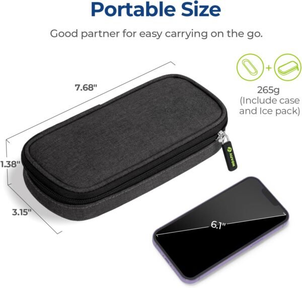 AUVON Insulin Pen Cooler Travel Case with 2 x 90g TSA Approved Ice Packs, Diabetic Medication Insulated Cooling Bag for Insulin Pens and Diabetic Supplies Storage, Compact for Daily Life and Trips