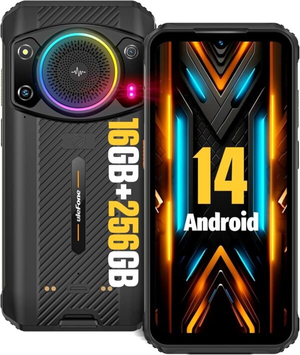 Ulefone Armor 21 Android 14 Unlocked Rugged Phone, 122dB Loudest Speaker, MTK G99 16GB + 256GB Outdoor Rugged Smartphone,64MP Main Cam + 24MP Night Vision Cam, 6.58" FHD+, 9600mAh, IP68 Dual SIM