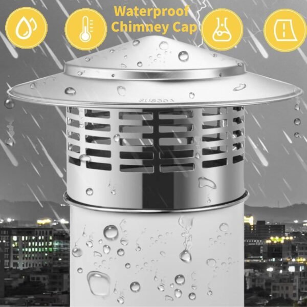 Chimney Cap 6.3 Inch Roof Vent Rain Caps DUSUYO Stainless Steel Round Chimney Spark Arrestor Exterior Stove Pipe Topper for Vent Flue Family Kitchen Cooking
