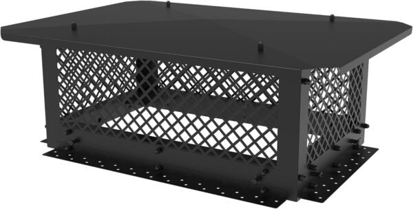 Chimney Cap, 14" x 22" Chimney Cover, Chimney Rain Caps, Adjustable Fireplace Chimney Caps for Outside to Fit Existing Clay Flue Tile Sizes, Black