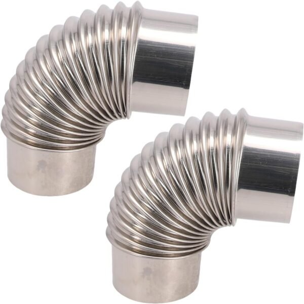 2-Pack 90 Degree Stove Pipe, Elbow Chimney Stainless Steel Flue Exhaust Pipe for Outdoor Wood Stove, Camping Stove, and Heater, Heavy Duty Extension Tube for Flue System(3.54 Inch)
