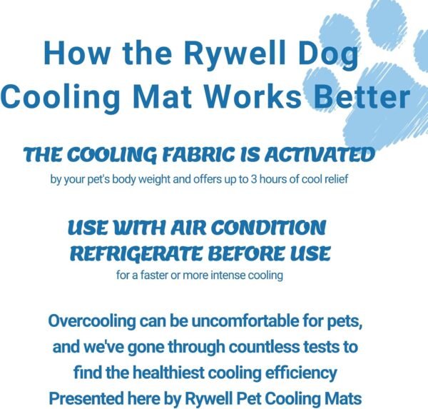 Rywell Upgrade Self-Cooling Mat for Dogs Extra Large, 44'' x 32'' - Endothermic Color Changing Arc-Chill Cooling Fiber - Washable Non-Toxic Summer Pet Outdoor Bed, Non-Slip&Foldable