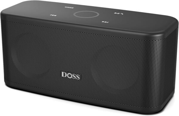 DOSS SoundBox Plus Bluetooth Speaker with HD Sound, Wireless Stereo Pairing, Built-in Mic, 20H Playtime, Portable for Home, Outdoor - Black