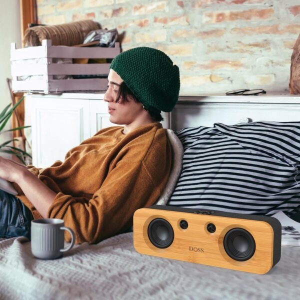 DOSS SoundBox H200 50W Home Bluetooth Speaker with Dual 3.5-Inch Woofers, Two 1-inch Tweeters, 35H Playtime, TWS, Sustainable Materials, BT 5.3, Wireless for Record Player/Computer/TV-Black