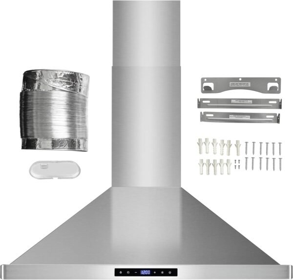 COSMO COS-63175S 30 in. Vista Collection 380 CFM Ducted Wall Mount Range Hood, Touch Controls, LED Lights, Stainless Steel