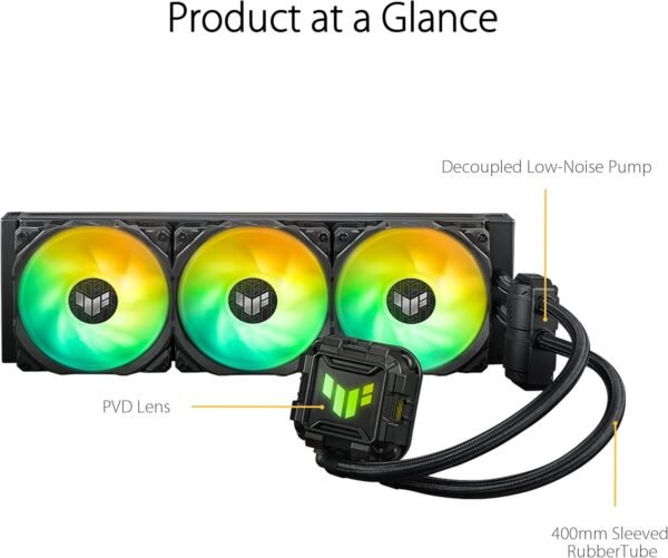 ASUS TUF Gaming LC II 360 ARGB All-in-One Liquid CPU Cooler with Aura Sync, 3X TUF Gaming 120mm ARGB Radiator Fans, Reinforced Tubing, and 6-Year Warranty;Widely Compatible with Latest Intel&AMD CPUs