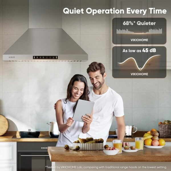 Wall Mount 30 Inch Range Hood 900 CFM, Ductless/Ducted Convertible Kitchen Hood, 3-speed Gesture Sensing & Touch Control, Stainless Steel Kitchen Vent Hood with Permanent Baffle Filters