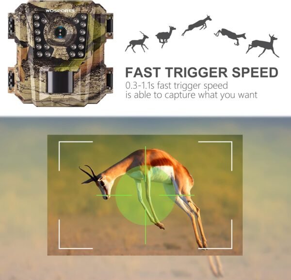 WOSPORTS Mini Trail Camera,24MP 1080P HD Game Hunting Camera Motion Activated with IR Night Vision Waterproof Video Cam for Wildlife Scouting Hunting Deer Cam