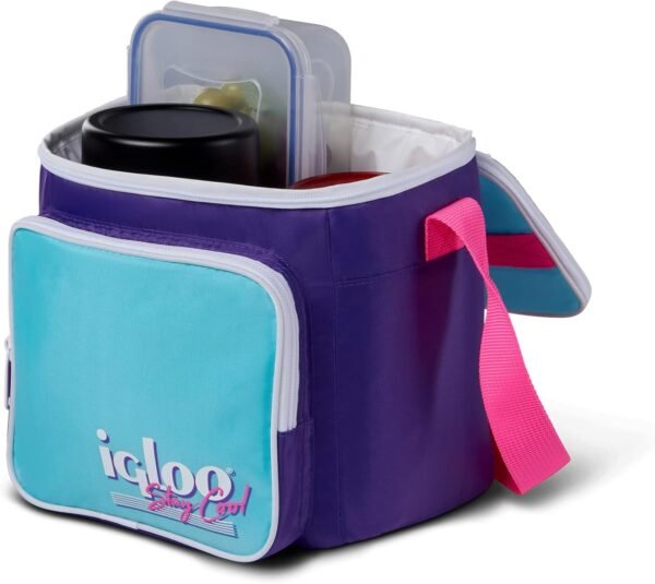 Igloo Retro 90s Lunch Coolers, Insulated Lunch Bag, Square Lunch Box Cooler with Front Pocket & Adjustable Strap