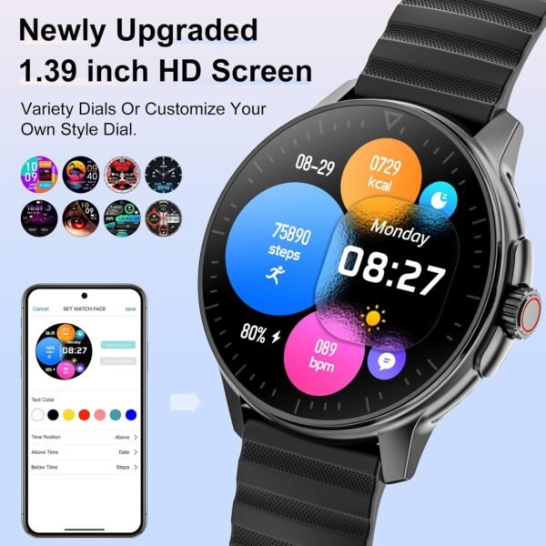 Smart Watch for Men Women Answer/Make Calls, 1.39''Touch Screen Fitness Tracker with 110+Sports Modes,Voice Assistant Fitness Watch,IP67 Waterproof Smartwatch for Android iOS