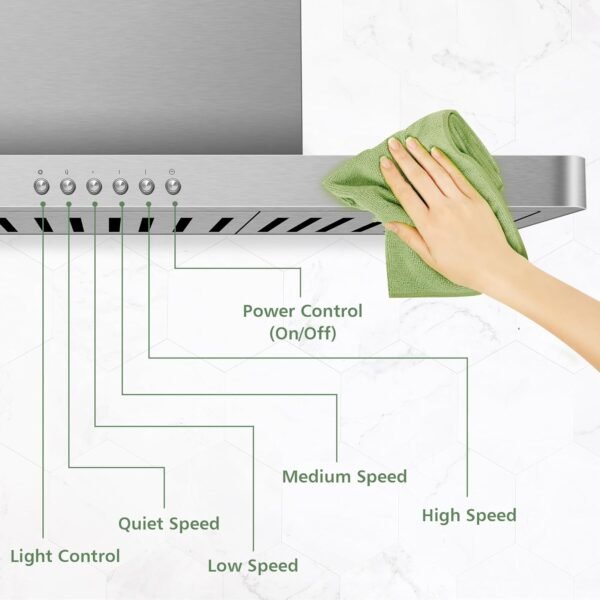 ONEEON 30" Range Hood - 900 CFM Stainless Steel Wall Mount Kitchen Exhaust with 4 Speed Fan, LED Lights, Push Button, Ultra-thin Body, Chimney Style Stove Vent Hood & Ducted Exhaust Vent