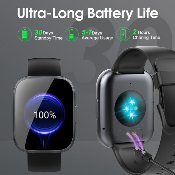 Smart Watch for Men Women Bluetooth Call, 1.95" HD Touch Screen Fitness Watch with Sleep Heart Rate Monitor, 100+ Sports Modes, IP68 Waterproof Activity Trackers for Android iOS, Black