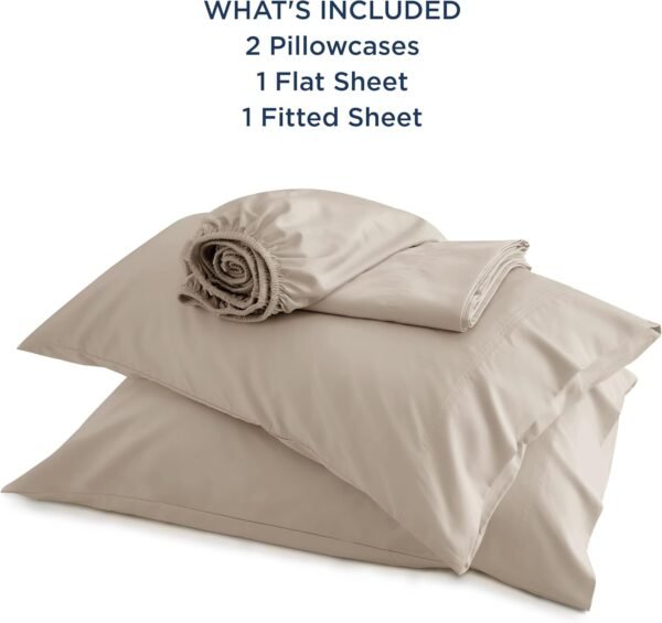 Bedsure King Size Sheet Sets, Cooling Sheets for Hot Sleepers, Rayon Derived from Bamboo, Breathable & Soft Deep Pocket, Hotel Luxury Silky Bedding, Bedsheet & Pillowcases, Simply Taupe