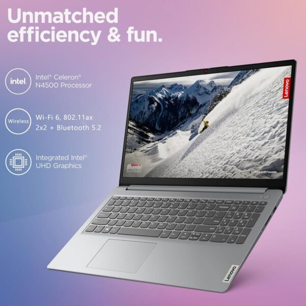Lenovo IdeaPad 1 Student Laptop Computer, 15.6" FHD Display, Intel Dual Core Processor, 16GB DDR4 RAM, 256GB PCIe SSD, WiFi 6, Bluetooth 5.2, Type-C, Cloud Grey, Windows 11 Pro, Tichang
