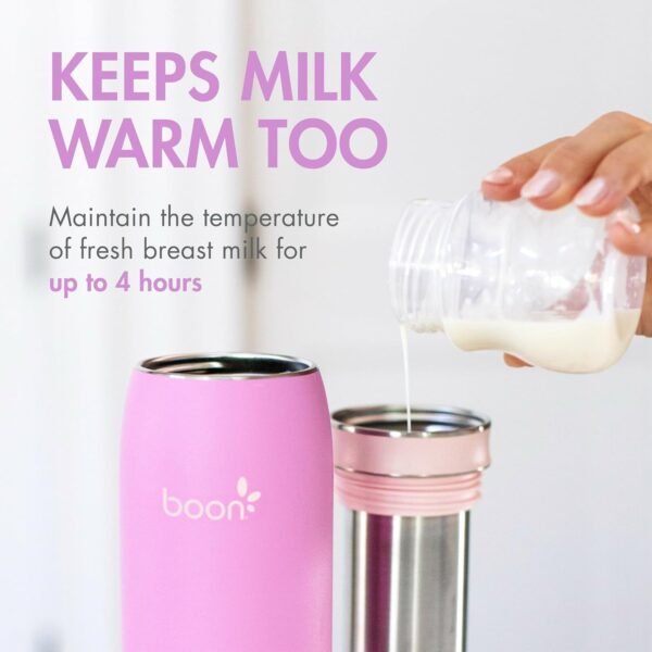 Boon Frosh Portable Breast Milk Chiller - Stainless Steel Cooler and Storage Container - Purple - Keeps Milk Cold for up to 17 Hours