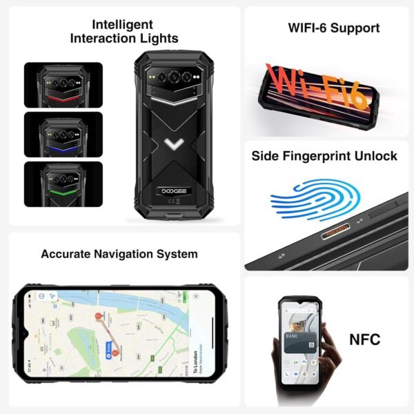 DOOGEE V MAX Plus(2024) 5G Rugged Smartphone,22000mAh 36GB+512GB,200MP+32MP+20MP Night Vision Rugged Cell Phone,Android 14 Rugged Phone,6.58" FHD+120Hz IPS Screen,IP68/IP69K Waterproof Phone,NFC/OTG