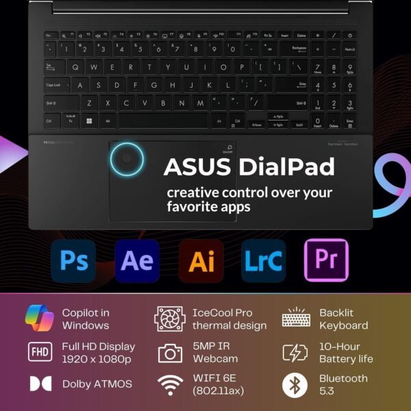 ASUS Vivobook Pro 15 OLED AI Laptop, Intel 16-Core Ultra 9 185H(Beat i9-13900H), NVIDIA GeForce RTX 3050, Copilot PC, Backlit Keyboard, Dolby Atmos, W/128GB PSD, Windows 11 PRO(40GB DDR5|2TB SSD)