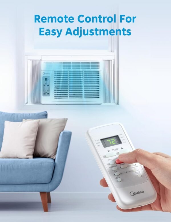 Midea MAW06R1CWT EasyCool 6,000 BTU Window Air Conditioner, Fan-Cools, Circulates and Dehumidifies up to 250 Sq Ft, Reusable Filter, LCD Remote Control, White