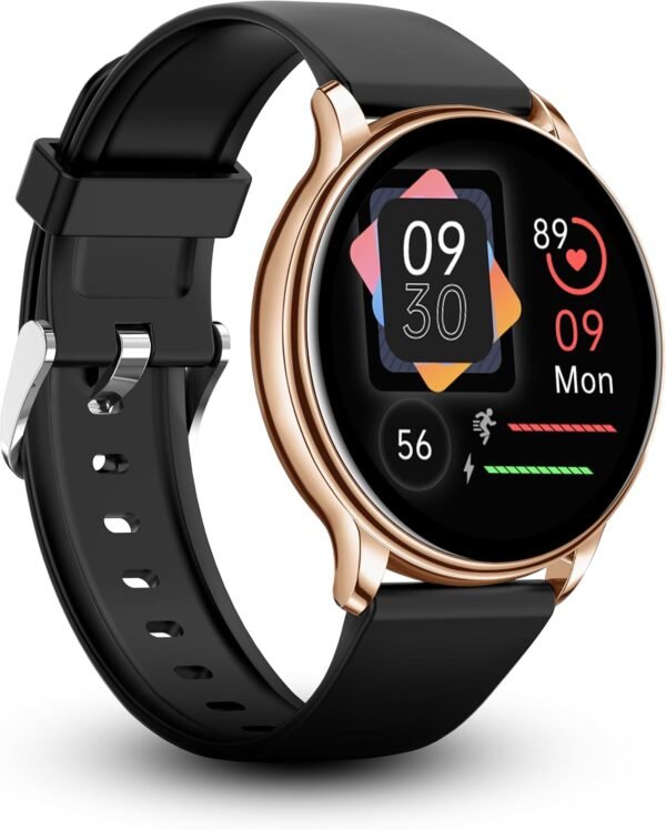 Juliet Smartwatch for iPhone & Android, Style Smart Watch (Answer/Make Call), Wellness Tracker with 1.32" AMOLED Screen, 10 Days Battery (2xScreen Protector and 1x Extra Band Included)