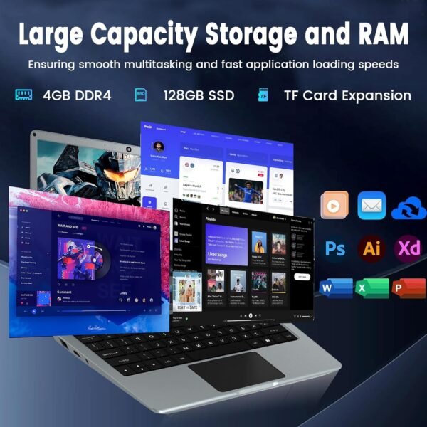 Azeyou 11.6” Laptop HD Display,N4020C, Student Laptop Computer 4GB DDR4 RAM, 128GB SSD, Windows 11 Pro Laptops, Metal Shell, WiFi, BT4.2, USB3.0, Type_C 4000mAh Battery (Silver)