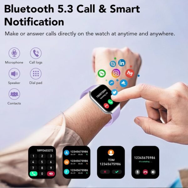 Smart Watch for Men Women (Answer/Make Call), 1.96" Smartwatch Fitness Activity Tracker, 110+ Sports IP68 Waterproof, Heart Rate/Sleep Monitor/Pedometer/Calories, Fitness Watch for Android/iOS Purple