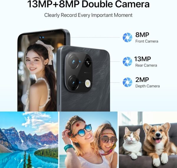 UMIDIGI Note 100A Cell Phone, 8(4+4)+256GB/1TB TF, 6.8" HD+ 120Hz Display Phones, Android 14 Unlocked Smartphone, 5000mAh Battery Andriod Phone, AI Face & Fingerprint Unlock, 4G Dual SIM, GPS,OTG