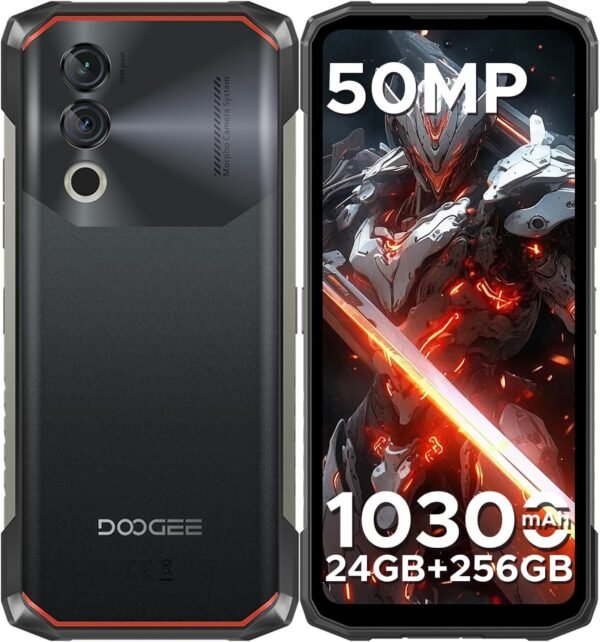 DOOGEE Blade10 Power Rugged Smartphone, 24GB+256GB/2TB Storage,10300mAh Battery, 6.6'' HD+ 90Hz Rugged Phone, 50MP Camera, Android 14 Waterproof Unlocked Cell Phone,NFC/Wi-Fi 6E/IP69K/Dual Unlocked