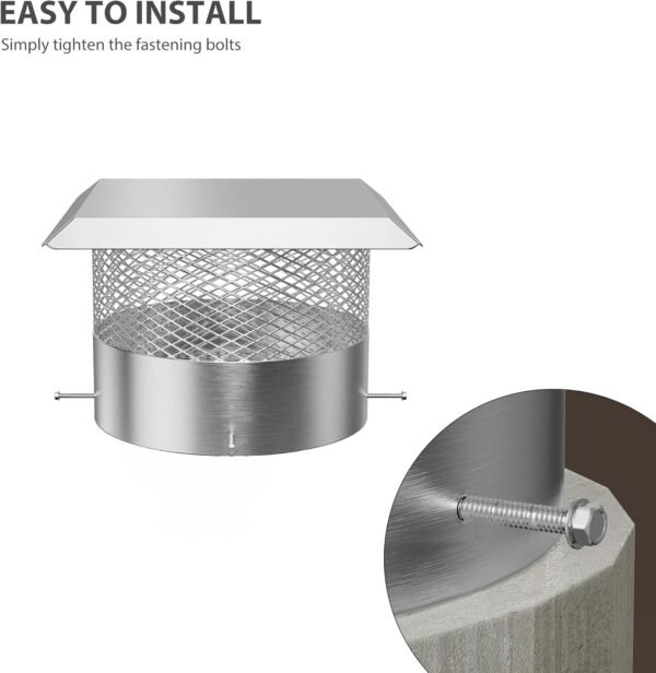 Chimney Cap 12 inch Round, Fireplace Chimney Caps Covers for Outside, Stainless Steel Chimney Rain Cap