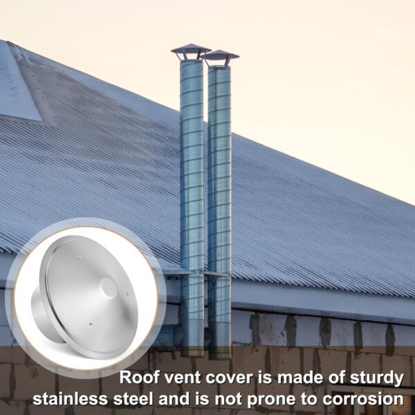 Tandefio 6 Inch Stove Pipe Cap Chimney Stainless Steel Cone Cap with Screen Chimney Cover Outside Roof Silver Fireplace Screen Cover Exterior Stove Pipe Topper for Vent Flue Family Kitchen Cooking