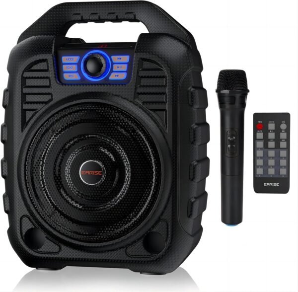 EARISE T26 Portable Bluetooth PA Speaker System with Wireless Microphone, 12W Karaoke Machine for Party/Outdoors, 3600mAh Battery, FM Radio, Audio Recording, Remote Control, Supports TF Card/USB/AUX