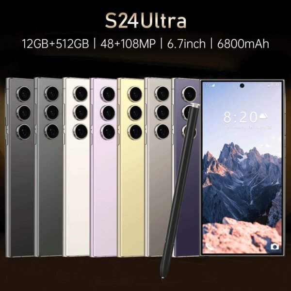 Unlocked Cell Phones E24 Ultra, 6800mAh Battery, 12GB+512GB Android 14 Smartphone Phone, 48MP+108MP Camera, 3040 * 1440 HD 6.7'' Screen /5G/ Dual SIM/GPS/WiFi