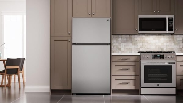 Kenmore 33 in. 20.5 cu. ft. Capacity Refrigerator/Freezer with Full-Width Adjustable Glass Shelving, Humidity Control Crispers, ENERGY STAR Certified, Fingerprint Resistant Stainless Steel