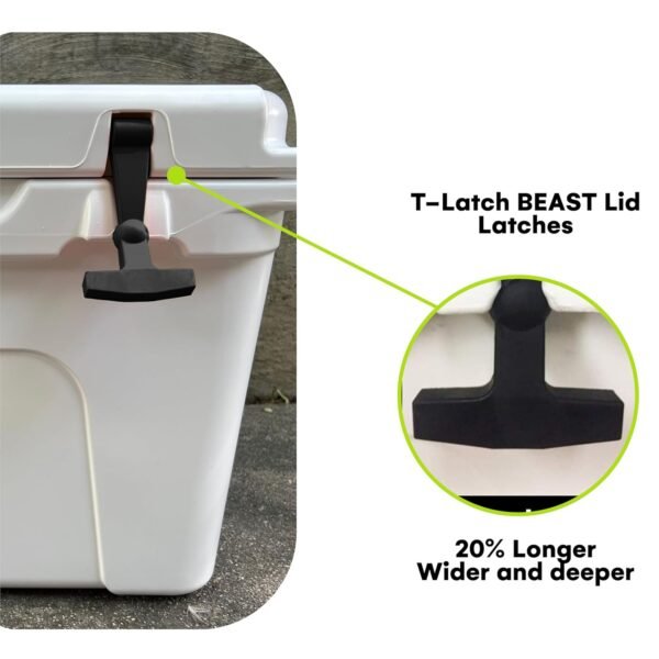 Beast Cooler Accessories 2-Pack Replacement Lid Latches for Yeti and RTIC - Black Rubber, Cooler Latches Replacement for Yeti, RTIC, and More - Hard Cooler Replacement Handle Grips, 20 Inches
