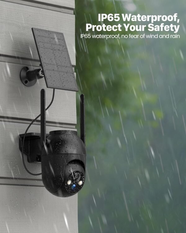 Security Cameras Wireless Outdoor: Solar Cameras for Home Security Battery Wifi Cameras Outside Surveillance Camera PTZ 360° CCTV Camera System with Color Night Vision Motion Sensor Alarm(Not 5G Wifi)