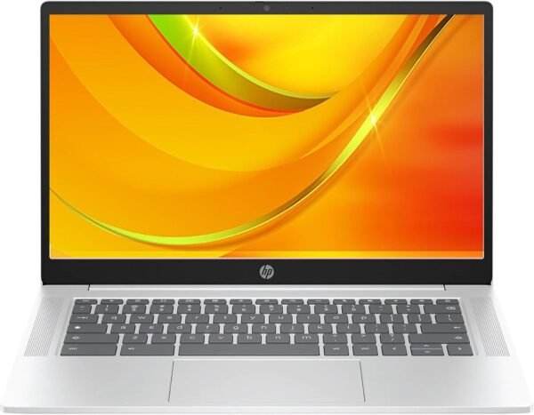 HP 14a Chromebook in Sparkly White 14in HD Intel Quad Core up to 3.7Ghz 4GB DDR5 128GB Storage WiFi Webcam 4K Grahics Chrome OS (14a-nf – Renewed)