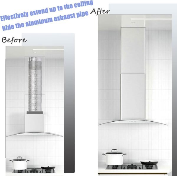 Wall Mount Range Hood Stainless Steel Duct Cover Chimney Extension Up to 10ft. Ceiling
