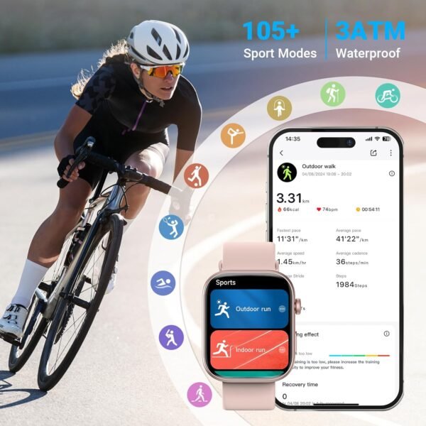 Smart Watches for Women for Android iPhone, [1.99" AMOLED Screen] Smartwatch Fitness Tracker with Bluetooth Calls, AI Control, Heart Rate/SpO2/Sleep Monitor, 12 Days Battery, 3ATM Waterproof