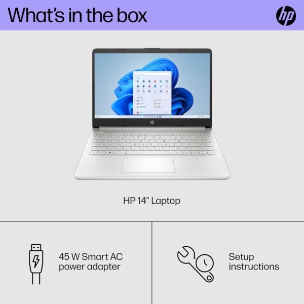 HP 14 inch Laptop, HD Display, 12th Generation Intel Core i3-1215U, 8 GB RAM, 256 GB SSD, Intel UHD Graphics, Windows 11 Home in S Mode, 14-dq5009nr (2024)
