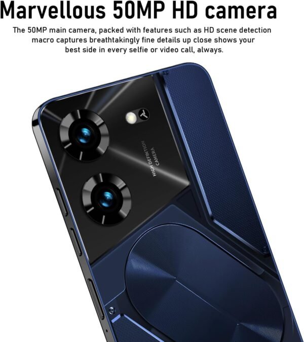Pova5 pro Unlocked Android Phone Smartphone 8-core 6GB+256GB Cell Phone 24MP+50MP Camera Pixels 6800mAh Battery for Extended Standby 6.8-inch HD Screen Mobile Phone 5G Dual SIM Card (Blue)